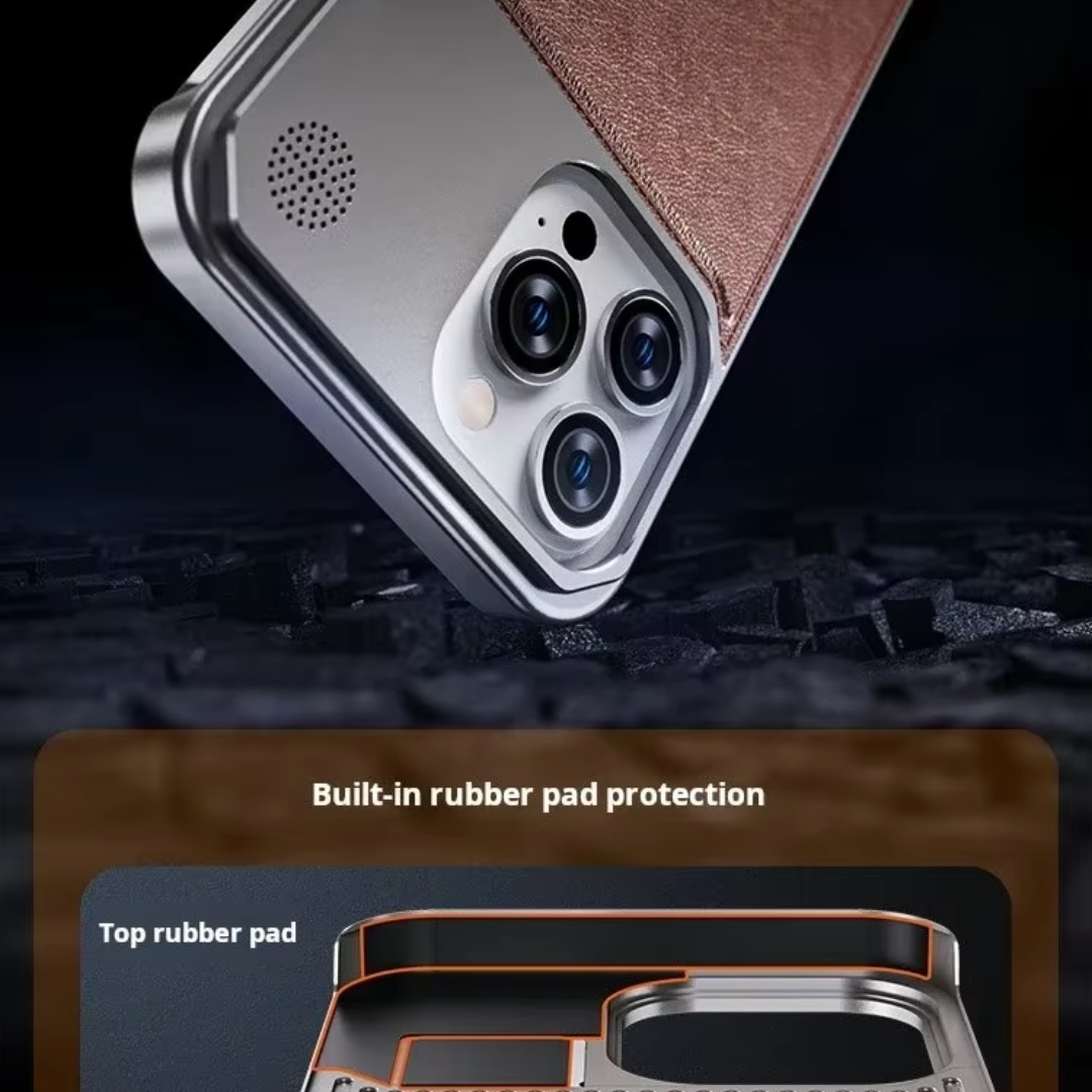 Luxury Leather & Metal Magsafe iPhone Case
