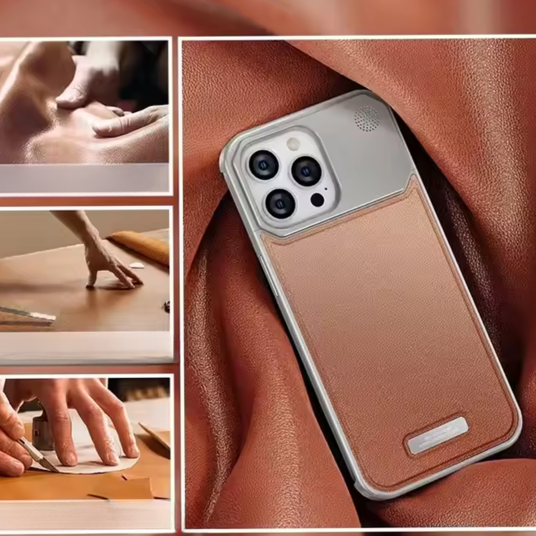 Luxury Leather & Metal Magsafe iPhone Case