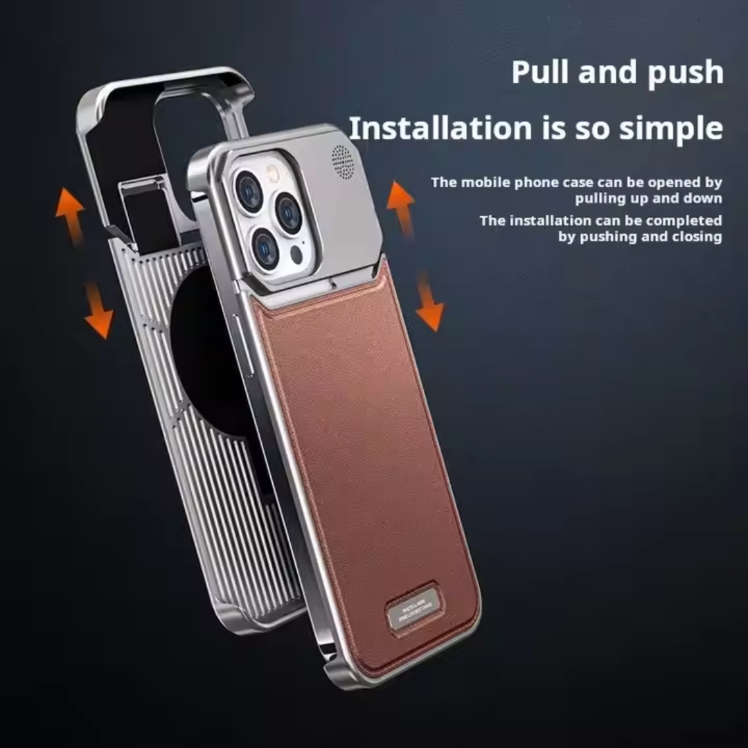Luxury Leather & Metal Magsafe iPhone Case