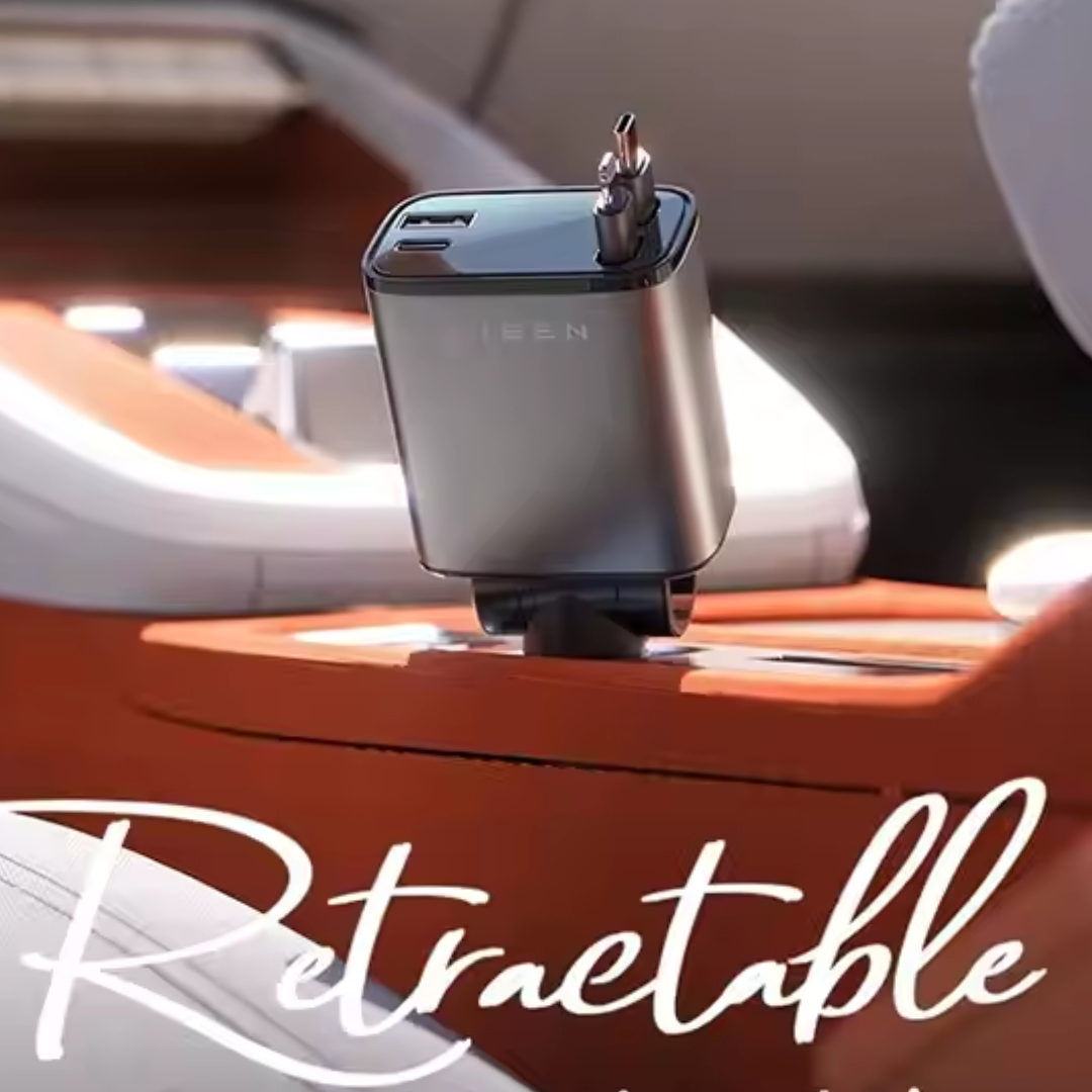 69W Genuine 4 in 1 Car Charger  with Built-in Retractable Cables