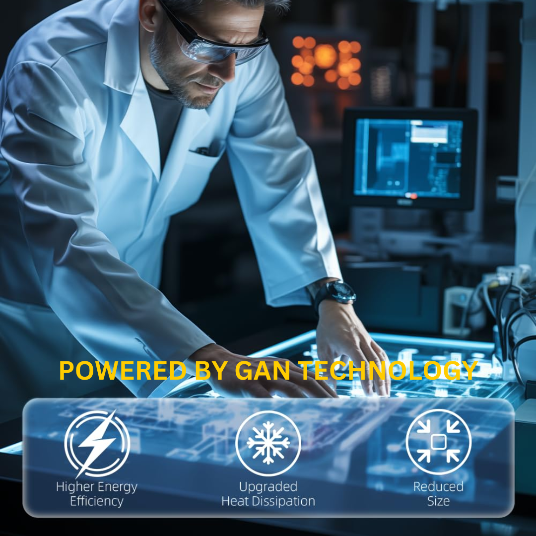 65W GAN Dual Port Fast Charger with Built-in Retractable Cable