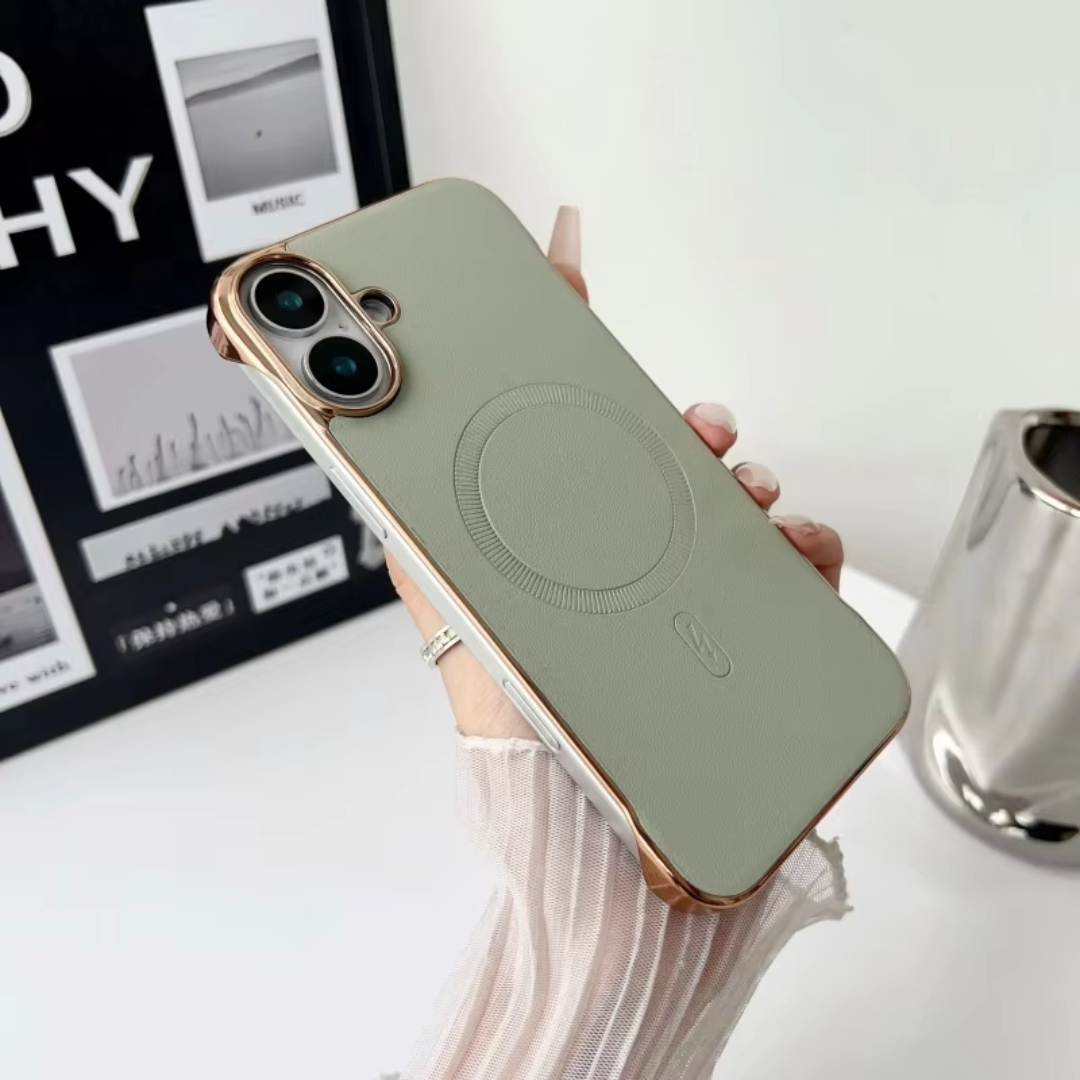 Lux Borderless Leather & Metal Magsafe iPhone Case