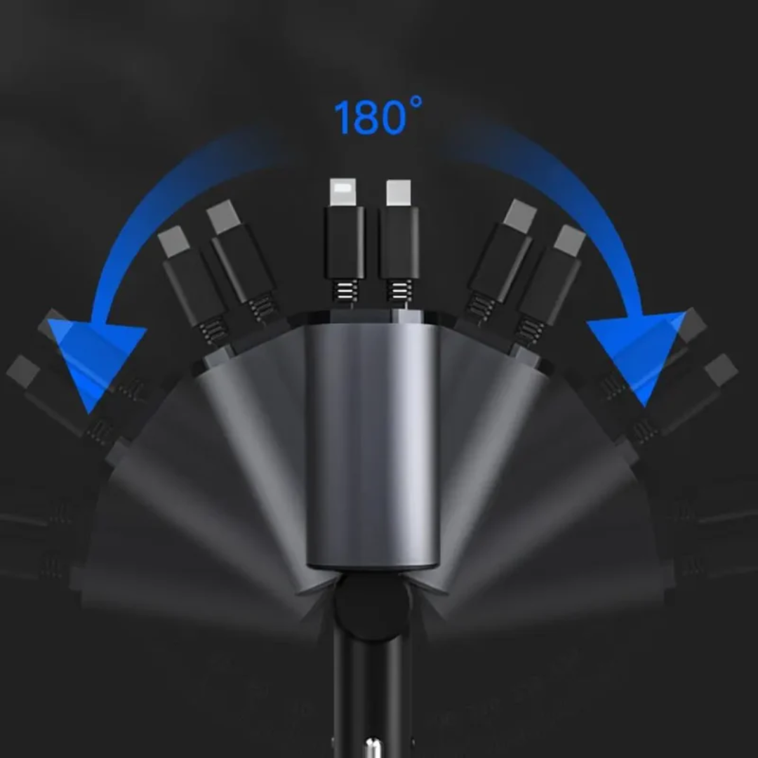 69W Genuine 4 in 1 Car Charger  with Built-in Retractable Cables